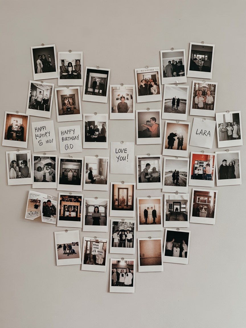 DIY Polaroid Photo Wall Decor Ideas for Bedroom Gallery Display