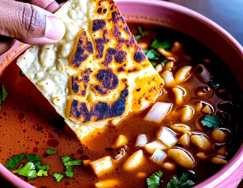 Pozole Soup: Don't Skip the Charred Tortilla for Dipping 🌮