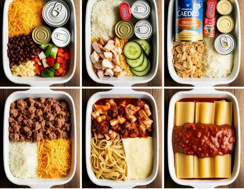 20 Crazy Easy Dinner Casseroles | Simple Ingredients in White Baking Dishes