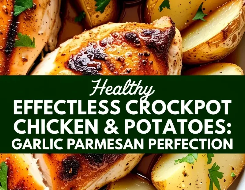 Healthy Crockpot Chicken and Potatoes with Garlic Parmesan - cozy crispy dinner idea