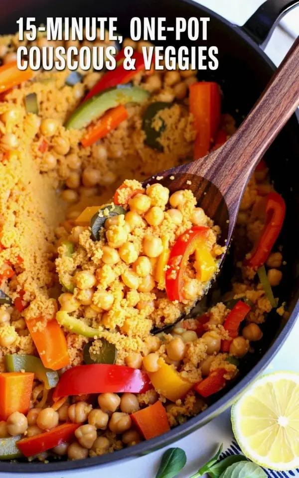 One-Pot Couscous with Chickpeas and Bell Peppers - 15-Minute Vegan Weeknight Dinner