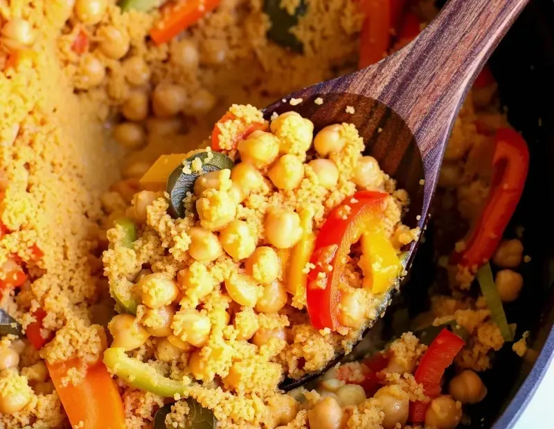One-Pot Couscous with Chickpeas and Bell Peppers - 15-Minute Vegan Weeknight Dinner