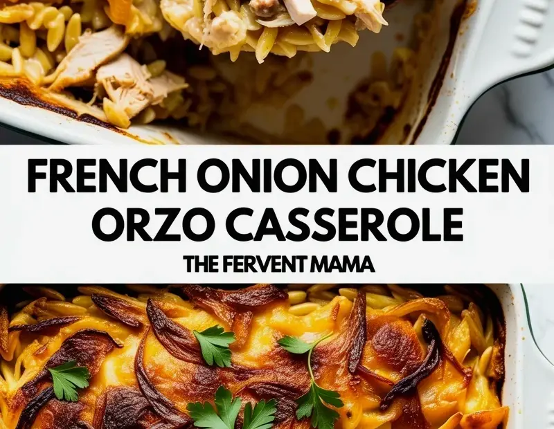 French Onion Chicken Orzo Casserole for Chilly Fall Nights