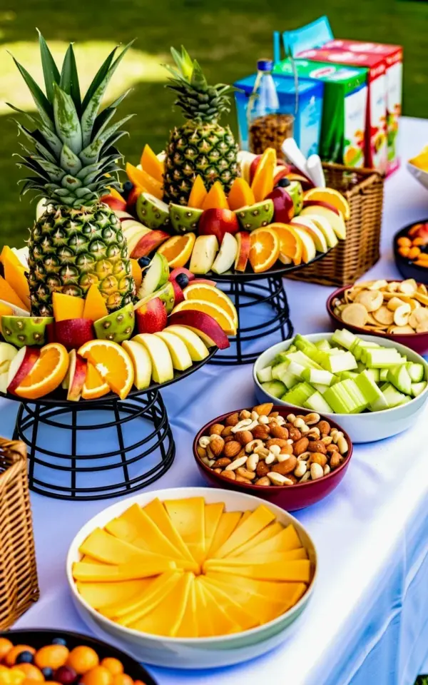 Fruit Buffet Party Table Idea with Pineapple and Cheese